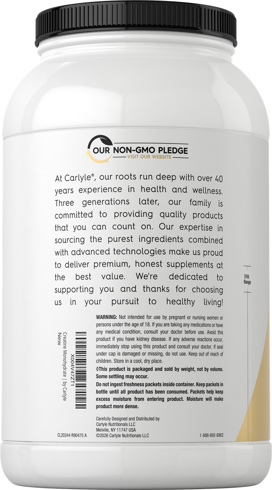 Creatine Monohydrate Micronized Powder | 2.2lbs | Unflavored | by Carlyle