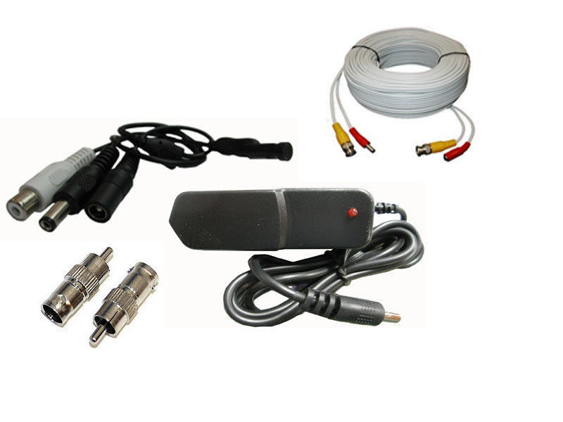 CCTV High Microphone Security Camera RCA Audio Mic DC Power & Cable 50FT package