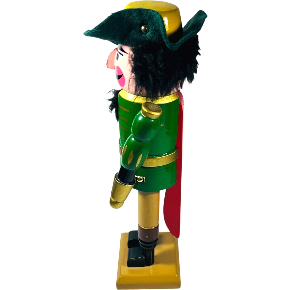Nutcracker Green & Yellow Musketeer 12" Vintage / Nut Cracker