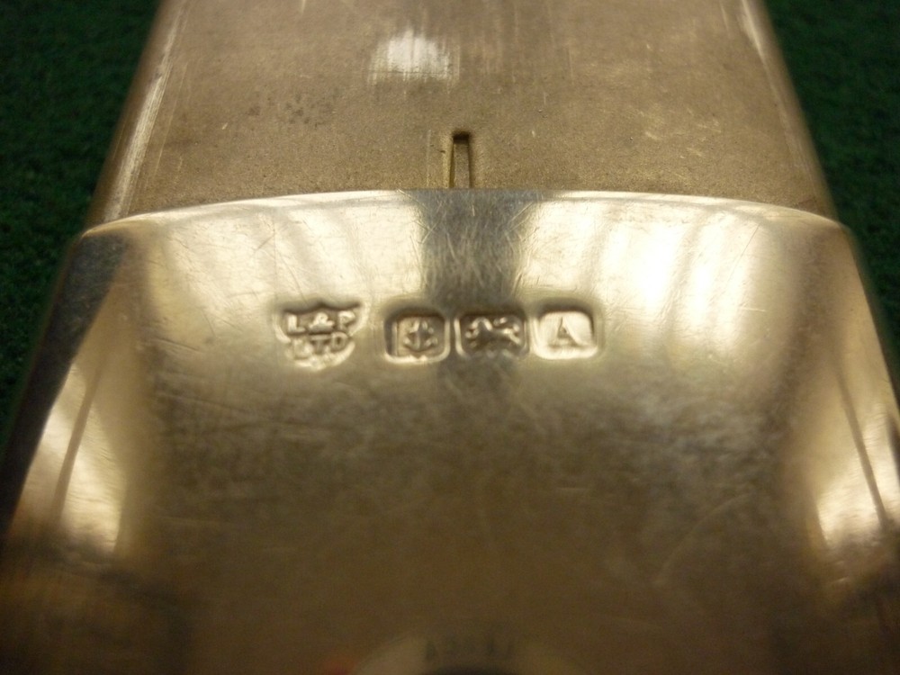Solid Silver Unusual Sliding Vesta Case Birm 1925 with Advertising Inscription