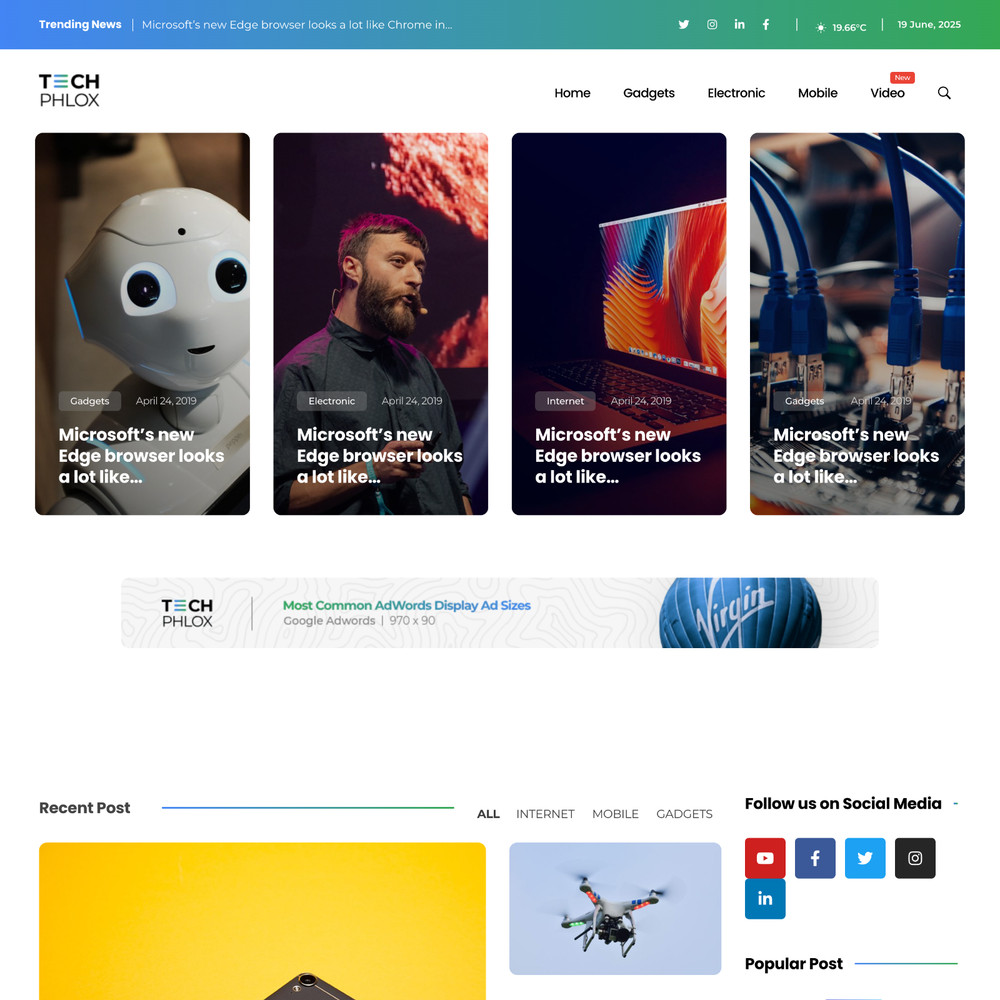 Tech Magazine Website Design with Free VPS Web Hosting and Installation
