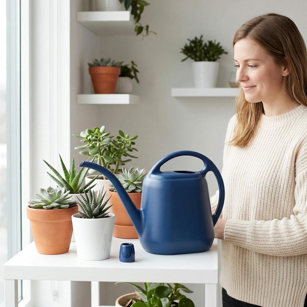 Plastic Watering Can Blue 1 Gallon