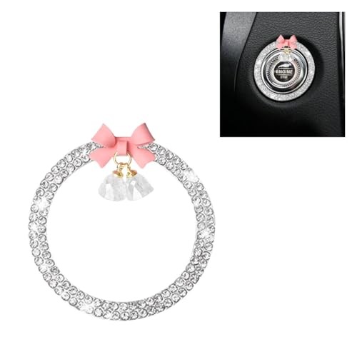 Bling Diamond Car Engine Start Stop Button Decoration Ring, Crystal White
