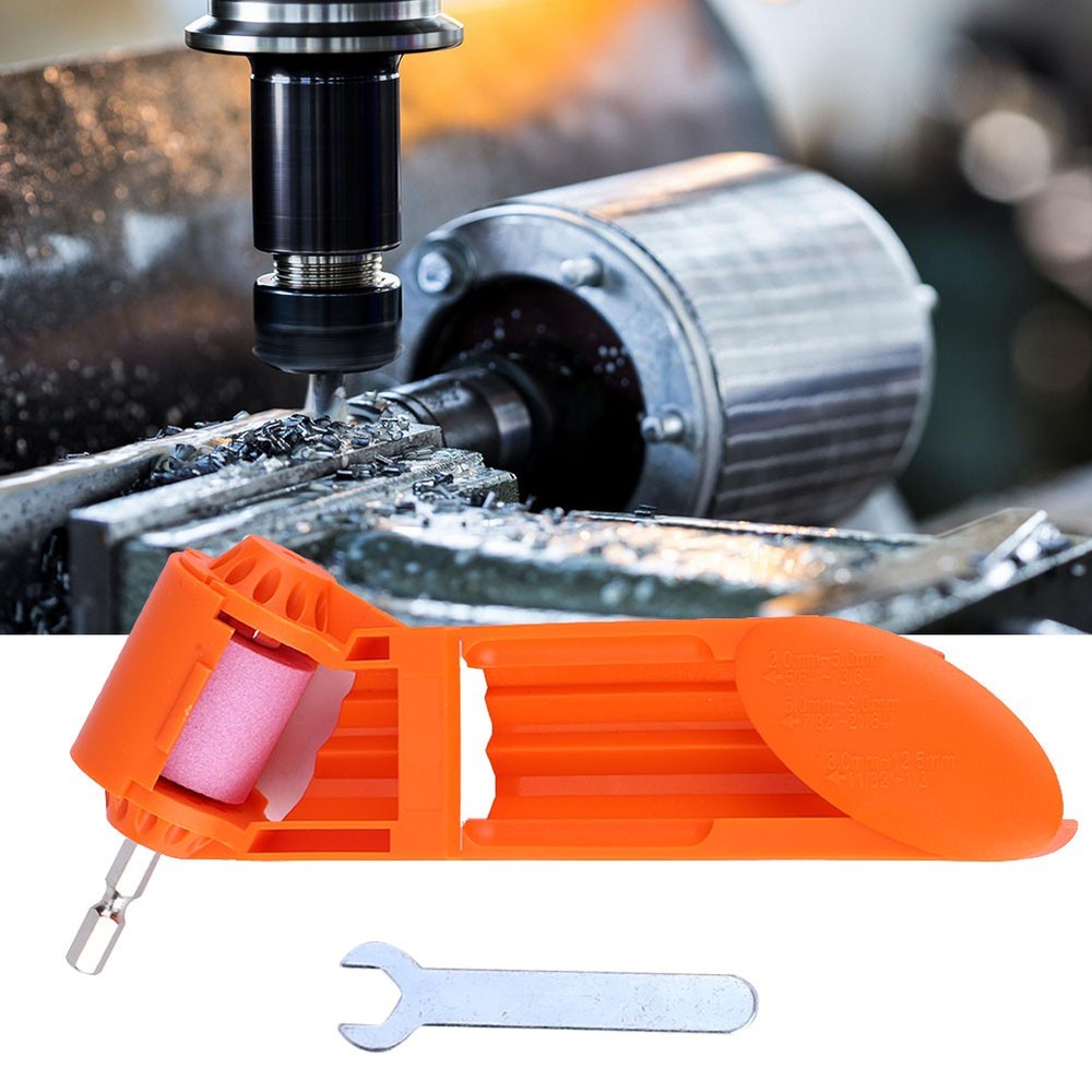 Orange Portable Drill Bit Sharpener Corundum Grinding Wheel Wood Process
