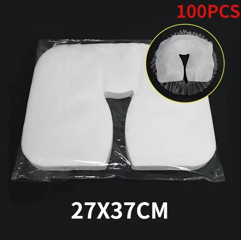 50 Pcs/Pack Headrest Covers Fitted Disposable Massage Face Rest Cradle Covers Wh