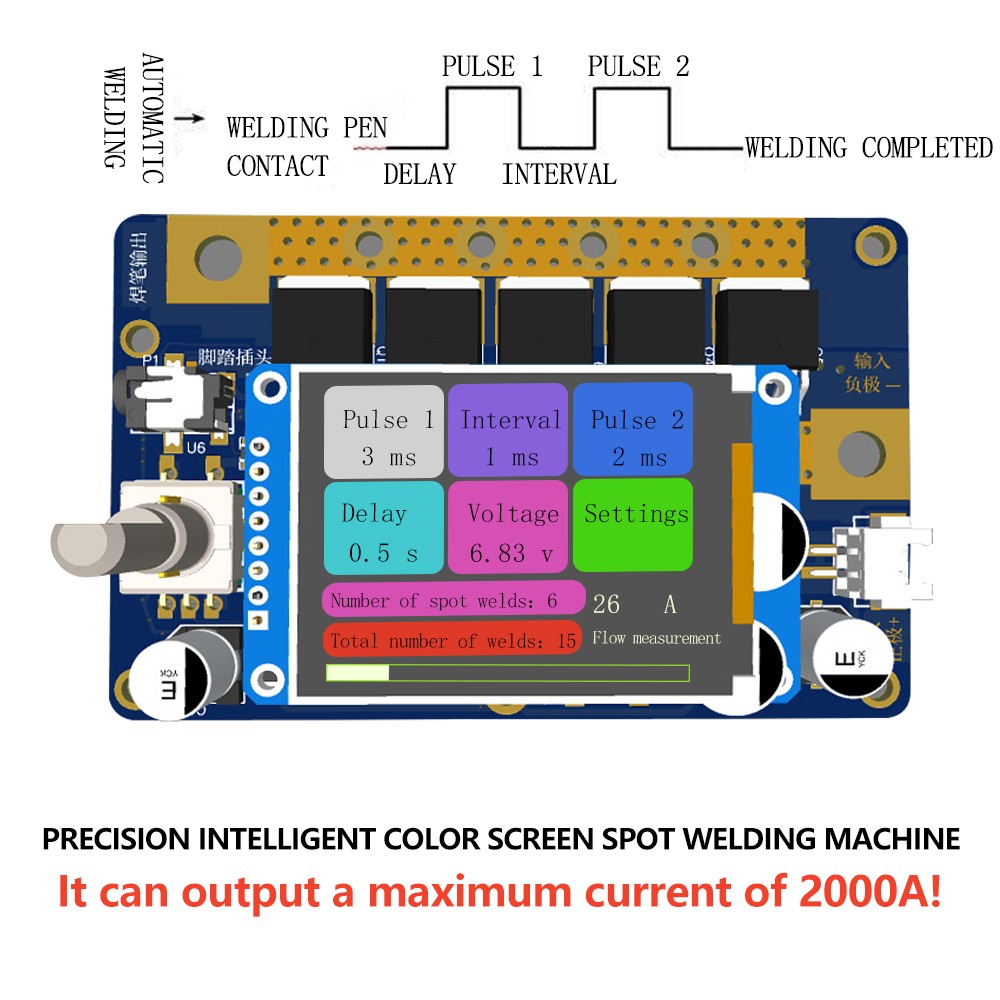 Spot Welder Display Welding Machine Screen Pedal Control 12V Battery Powered