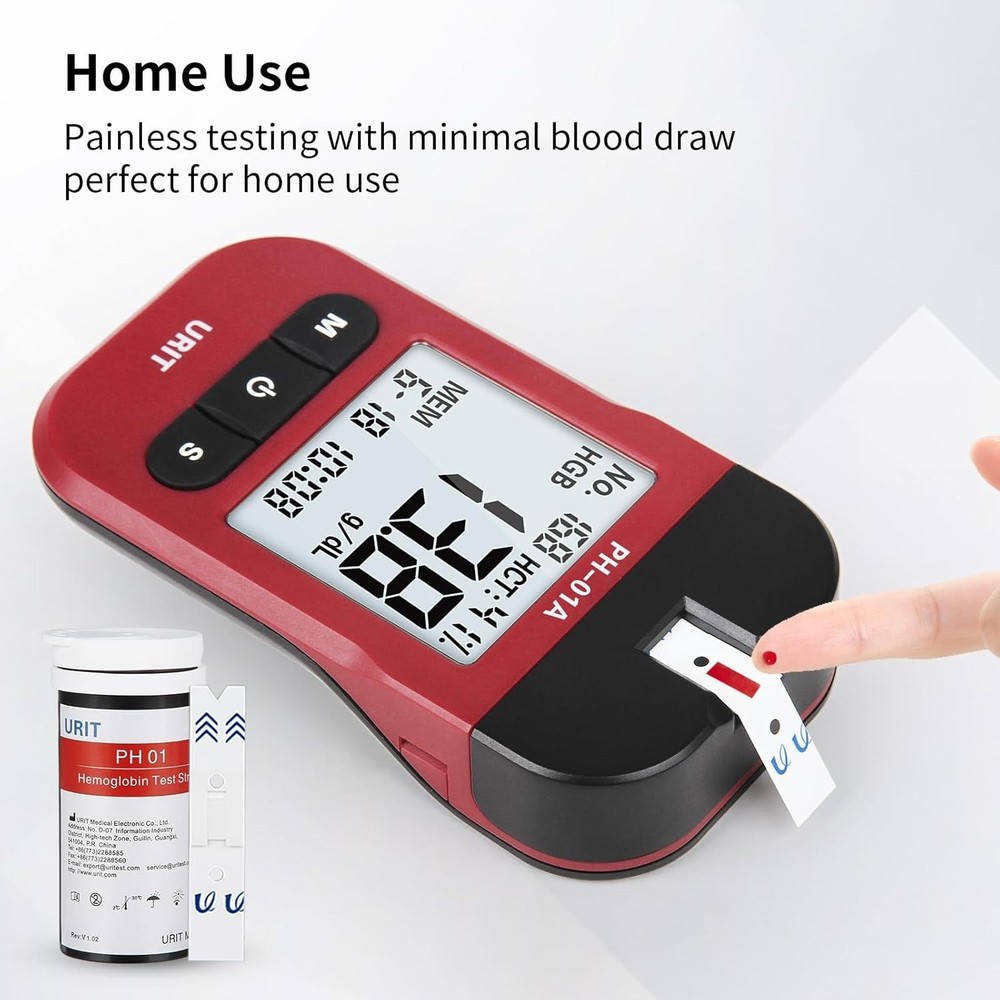 Home Hemoglobin Test Meter with 50 Test Strips Kit Easy Use Hemoglobin Test..46