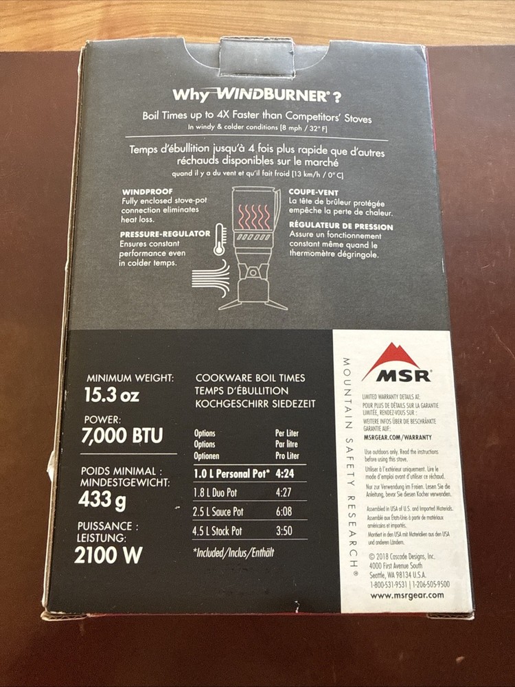 New MSR Windburner Personal Stove System - Windproof Modular - RED