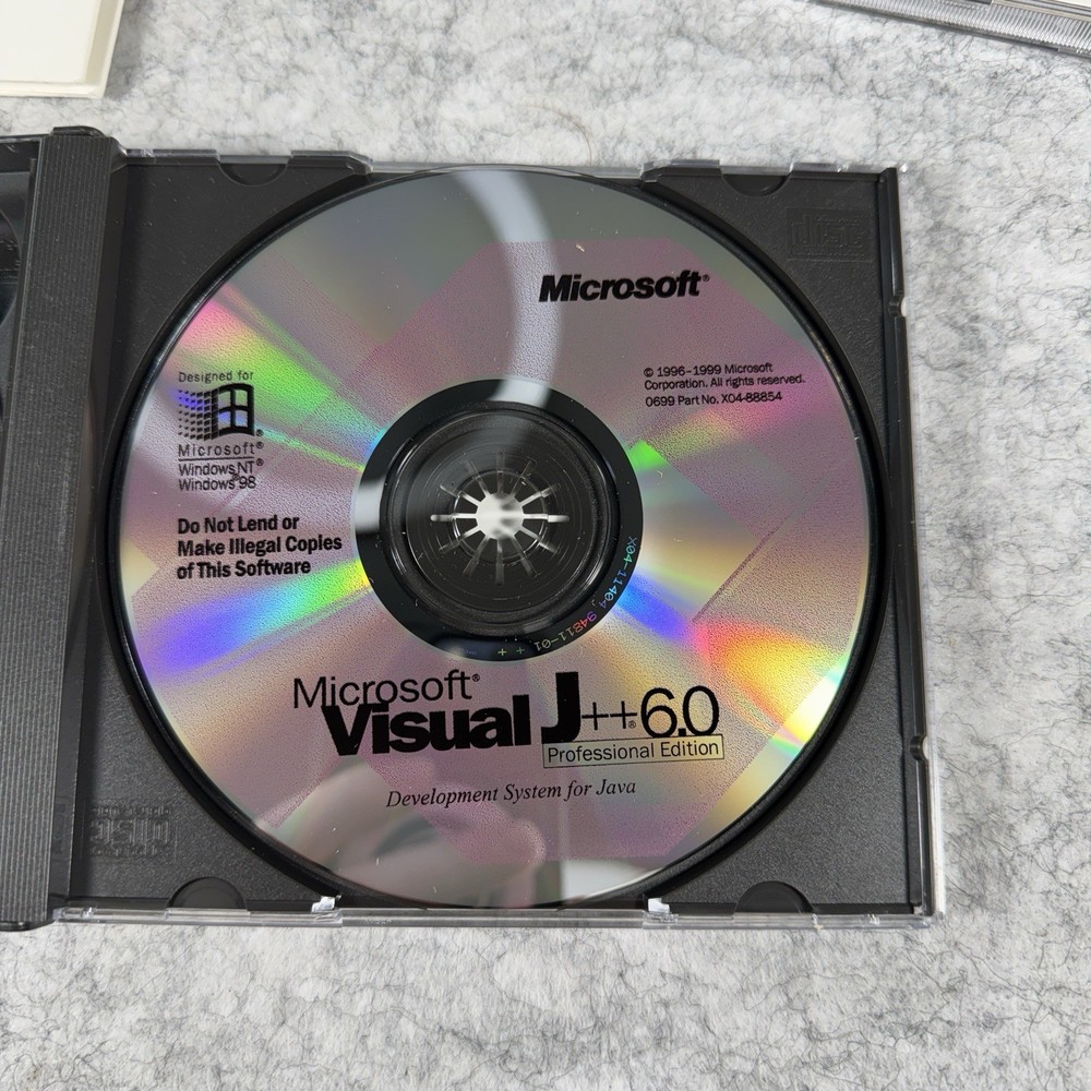 Microsoft Visual Basic Studio 6.0 Pro FoxPro C++ 659-00390 X04-86322 Software