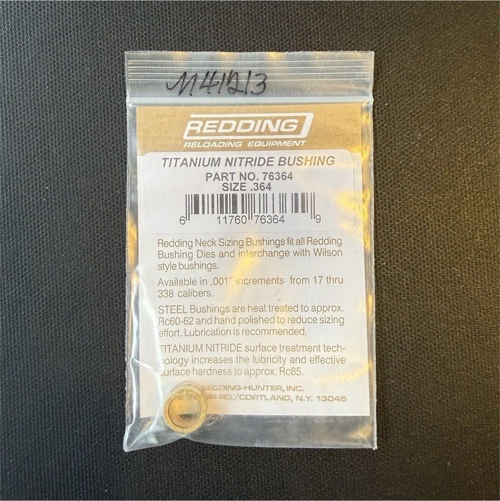 Redding Titanium Nitride Reloading Die Bushing .364