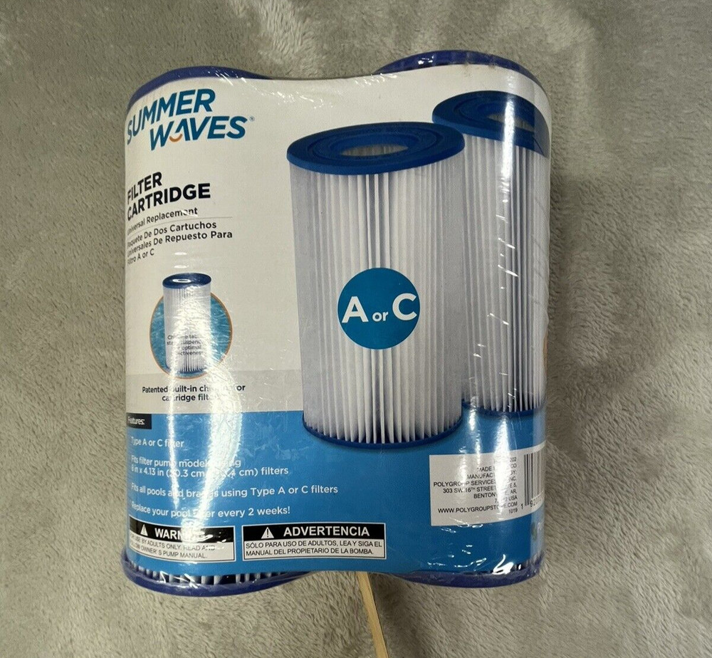 Summer Waves A or C Filter Cartridge Universal 2 pack Pool Filter
