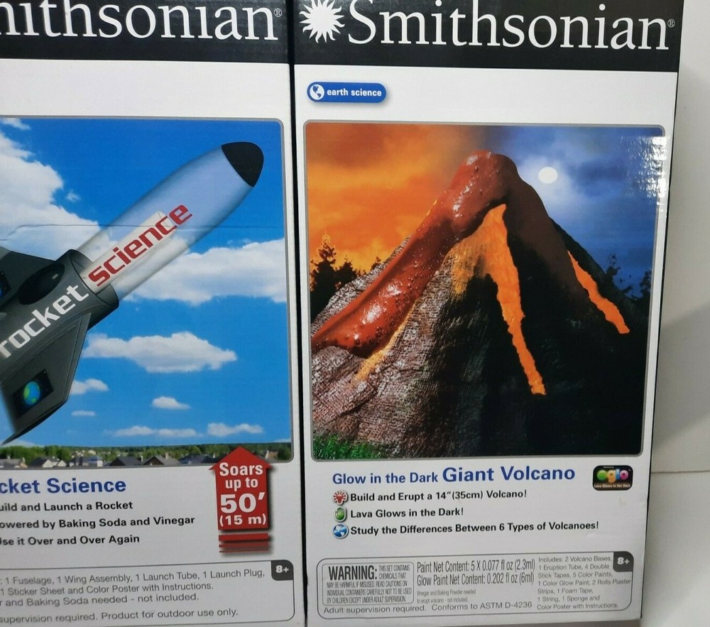 NIB SMITHSONIAN 3 KIT SET SCIENCE ROCKET VOLCANO ROCK & GEM DIG Educational Toy