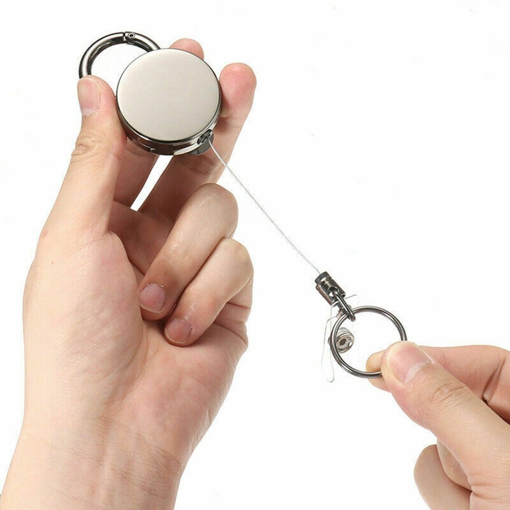 1Pcs Retractable Heavy Duty Pull Ring Key Chain Recoil Keyring Wire Rope Holder