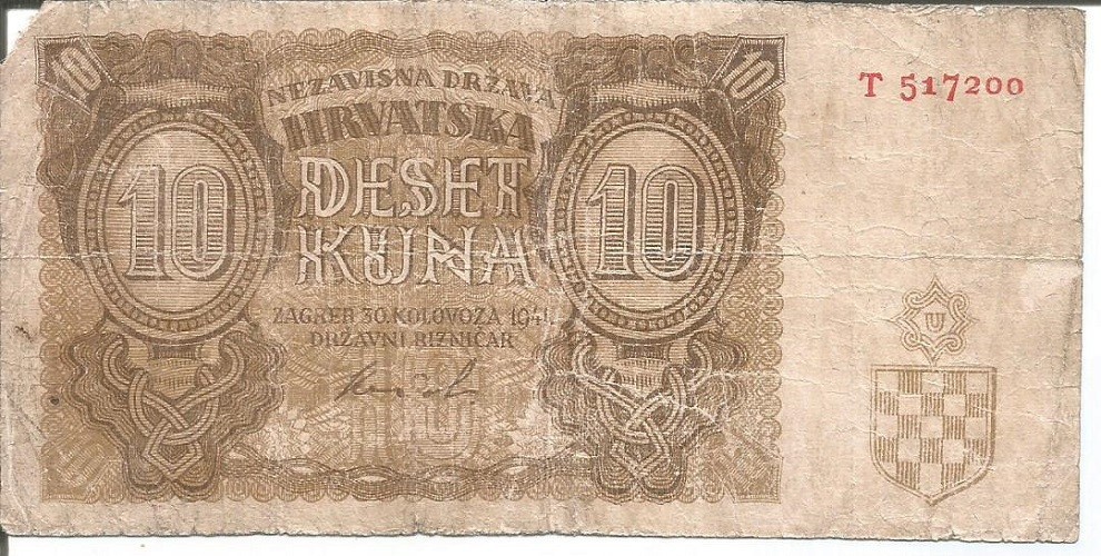 CROATIA 10 KUNA 30/08/1941