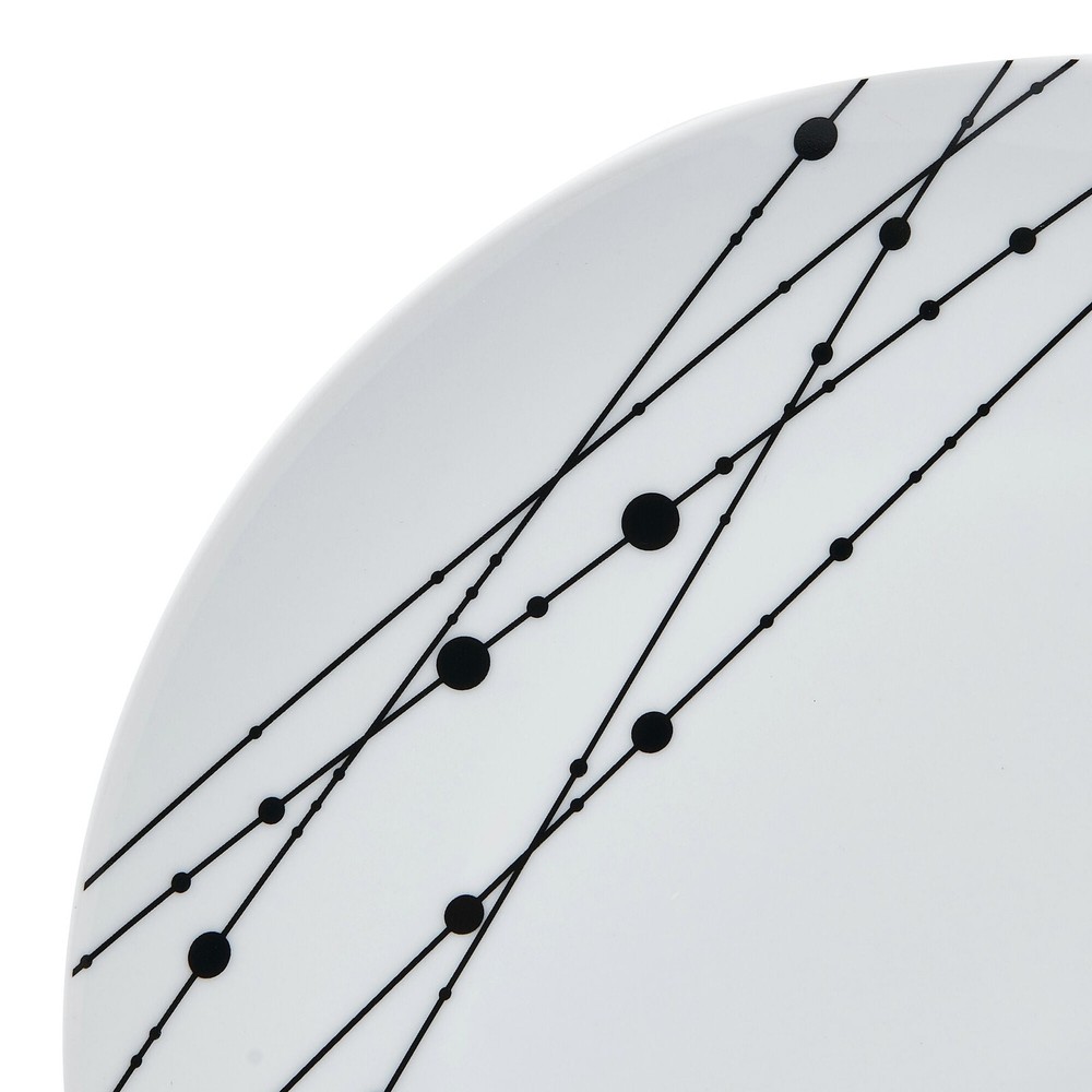 Linear Symphony White Dinnerware Set 12 Piece Porcelain Kitchen Set