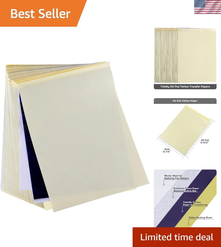 Water-Resistant Tattoo Stencil Transfer Paper Pack - 100 Sheets - Blue