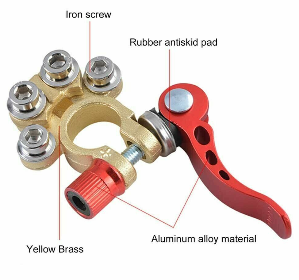 4PC Car Battery Cable Post Clamp Terminal Connection Connector Positive&Negative