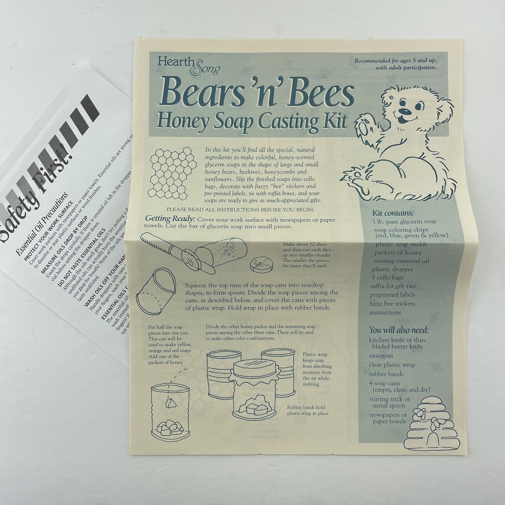 Hearth Song Bears n Bees Soap Making Casting Kit Model 2510 Bath Crafts