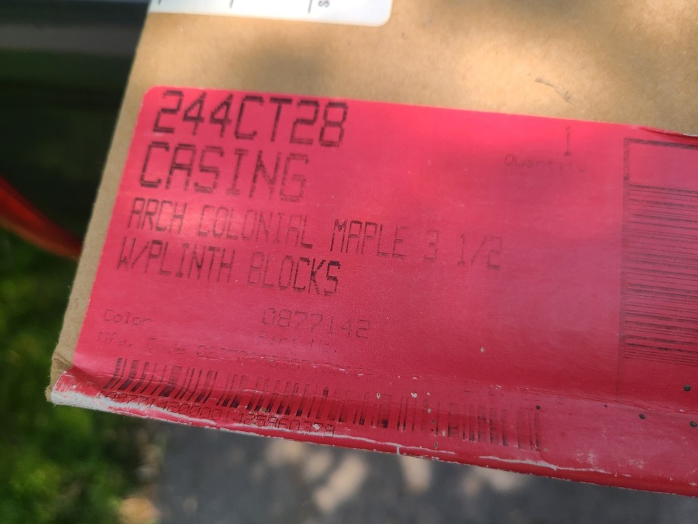 Andersen 244CT28 Arch Window Casing Colonial Maple with Plinth Blocks