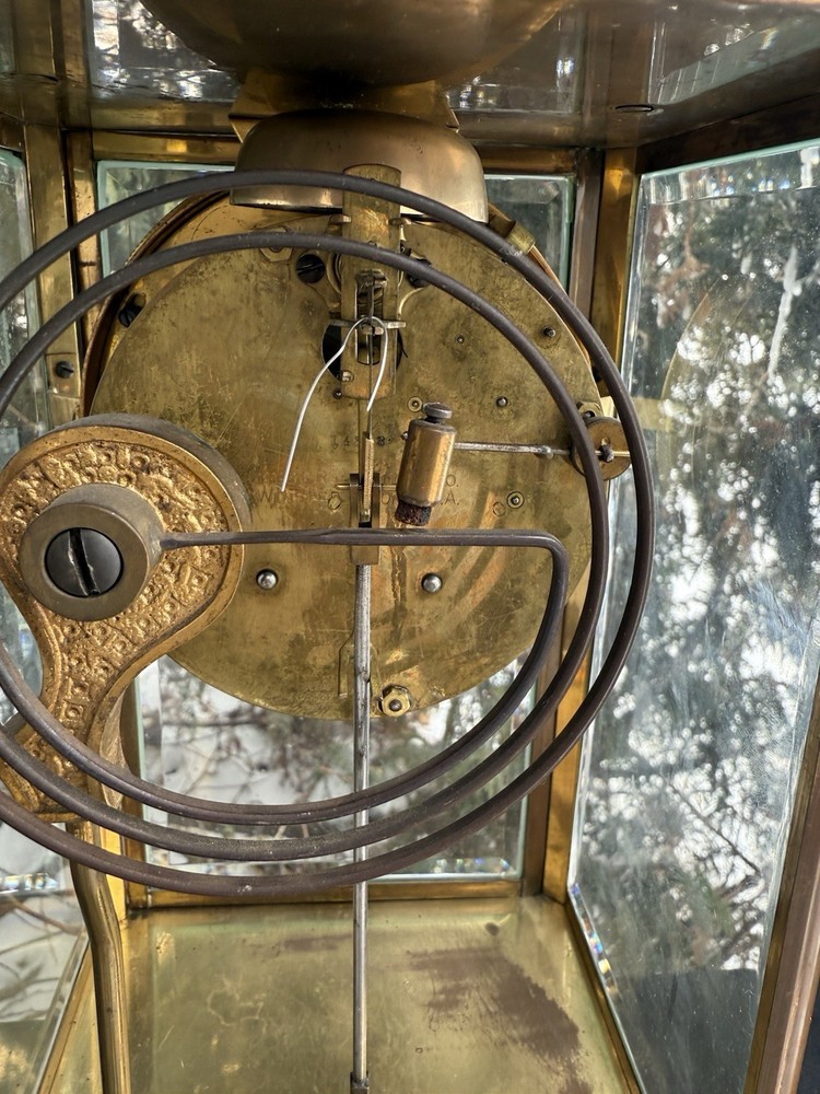Antique C 1900 Gilbert Crystal Regulator Clock RUNS GOOD - SEE VIDEO - READ