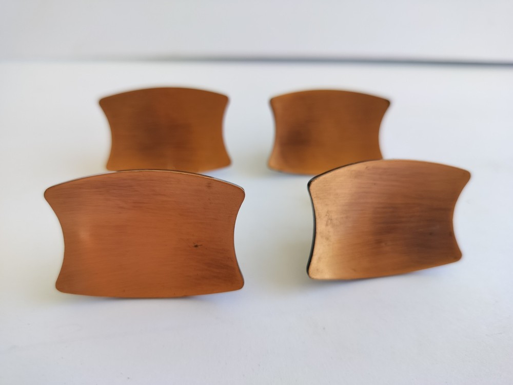 Drawer Pull Concave Rectangle Copper Tone Lot of 4 1.75"