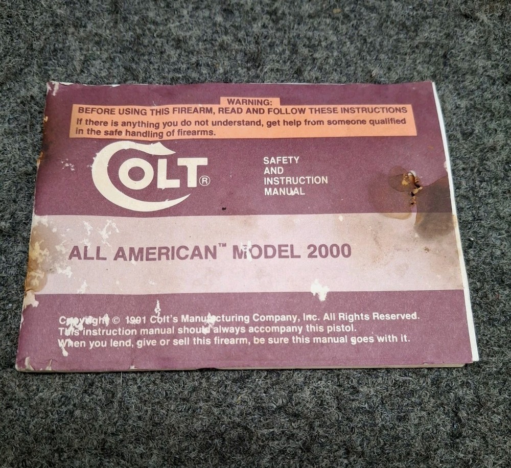 Colt All American 2000 Owner's Manual.