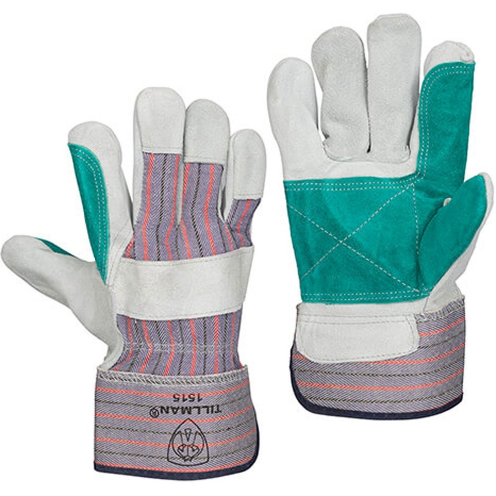 Tillman 1515 Split Cowhide & Canvas Work Gloves, Lined Double Palm, Large