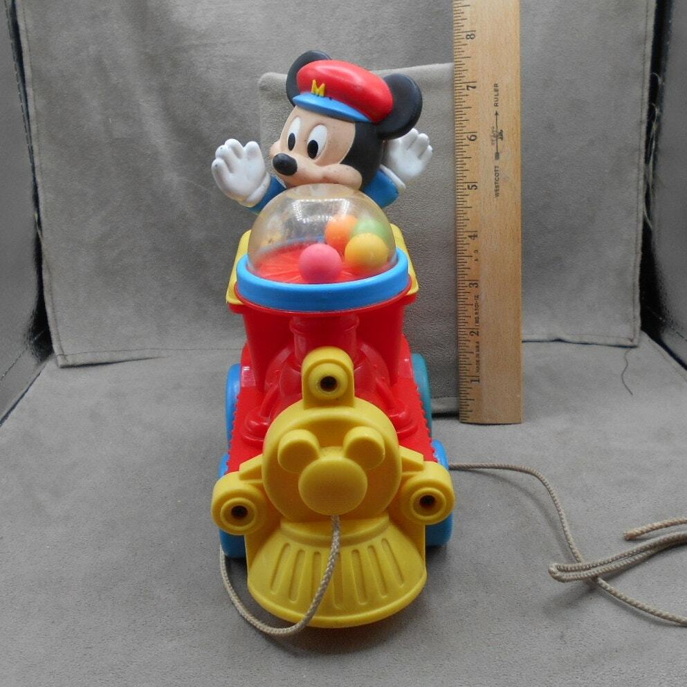 Vintage Disney Mickey Mouse Pull 'n Pop Train Popping Balls Pull Toy
