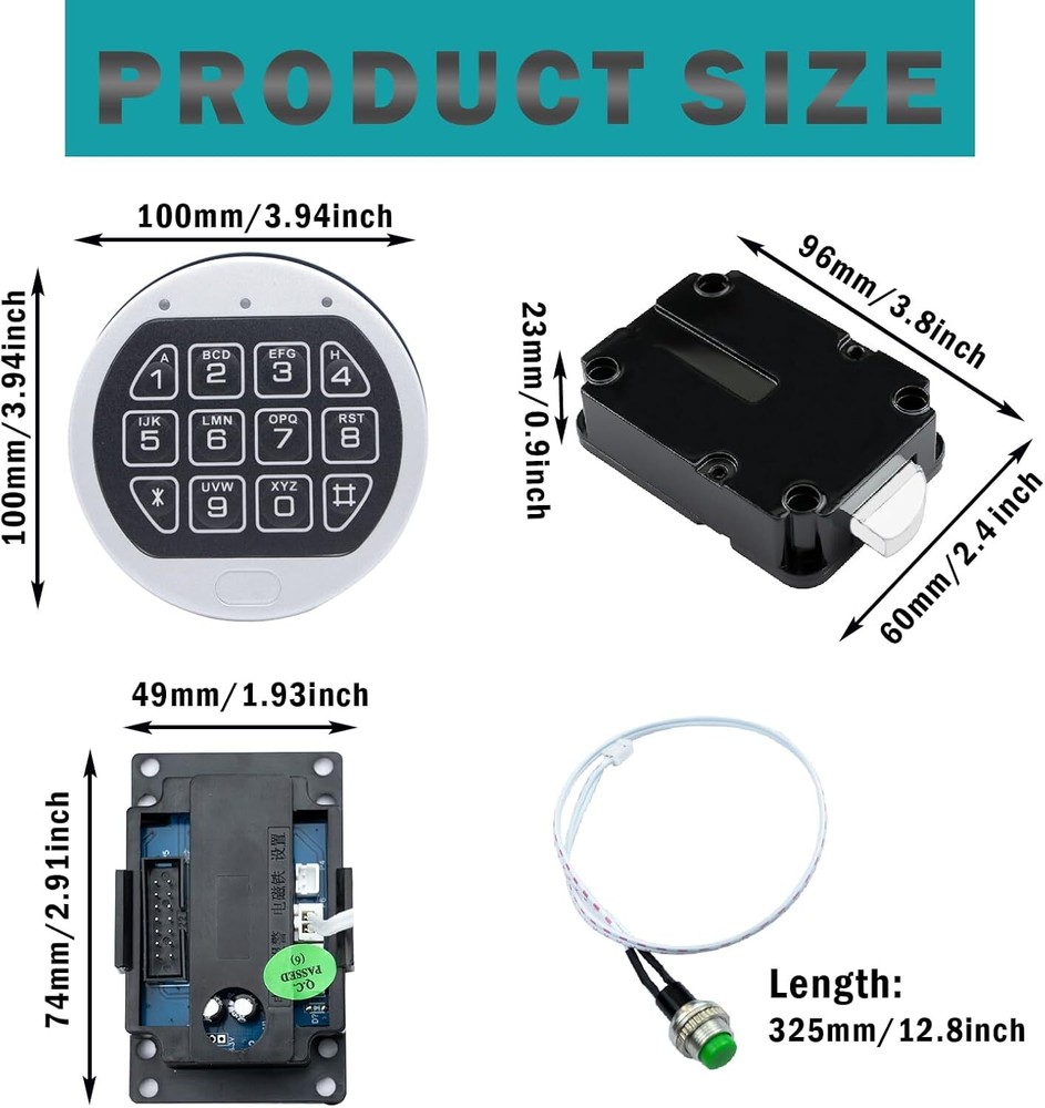 Gun Safe Lock Replacement Chrome Keypad Electronic Safe Lock With Swing Bolt