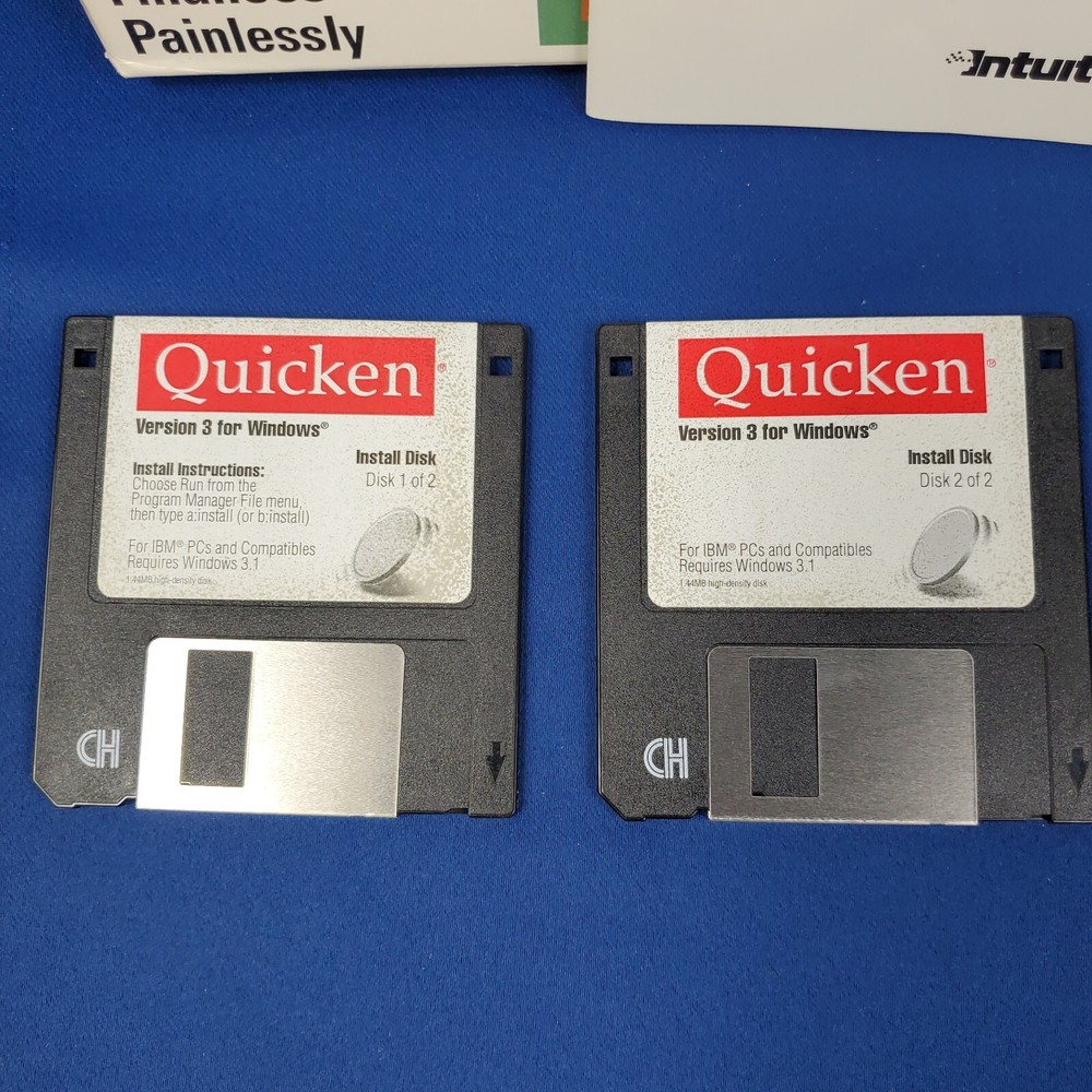 Quicken IBM Windows Computer Finance Software 1993 Version 3 with Floppy Disks