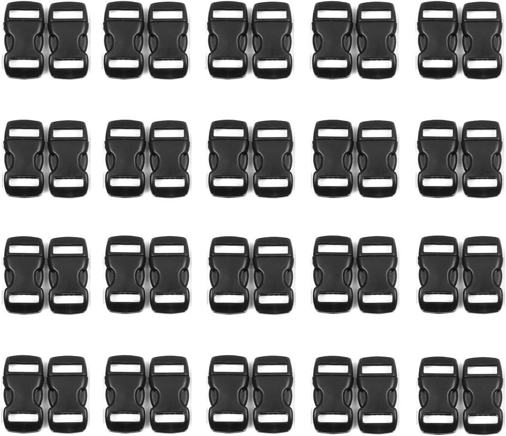Versatile Black Plastic Curved Buckles - 20 PCS for Crafting & Backpack Use