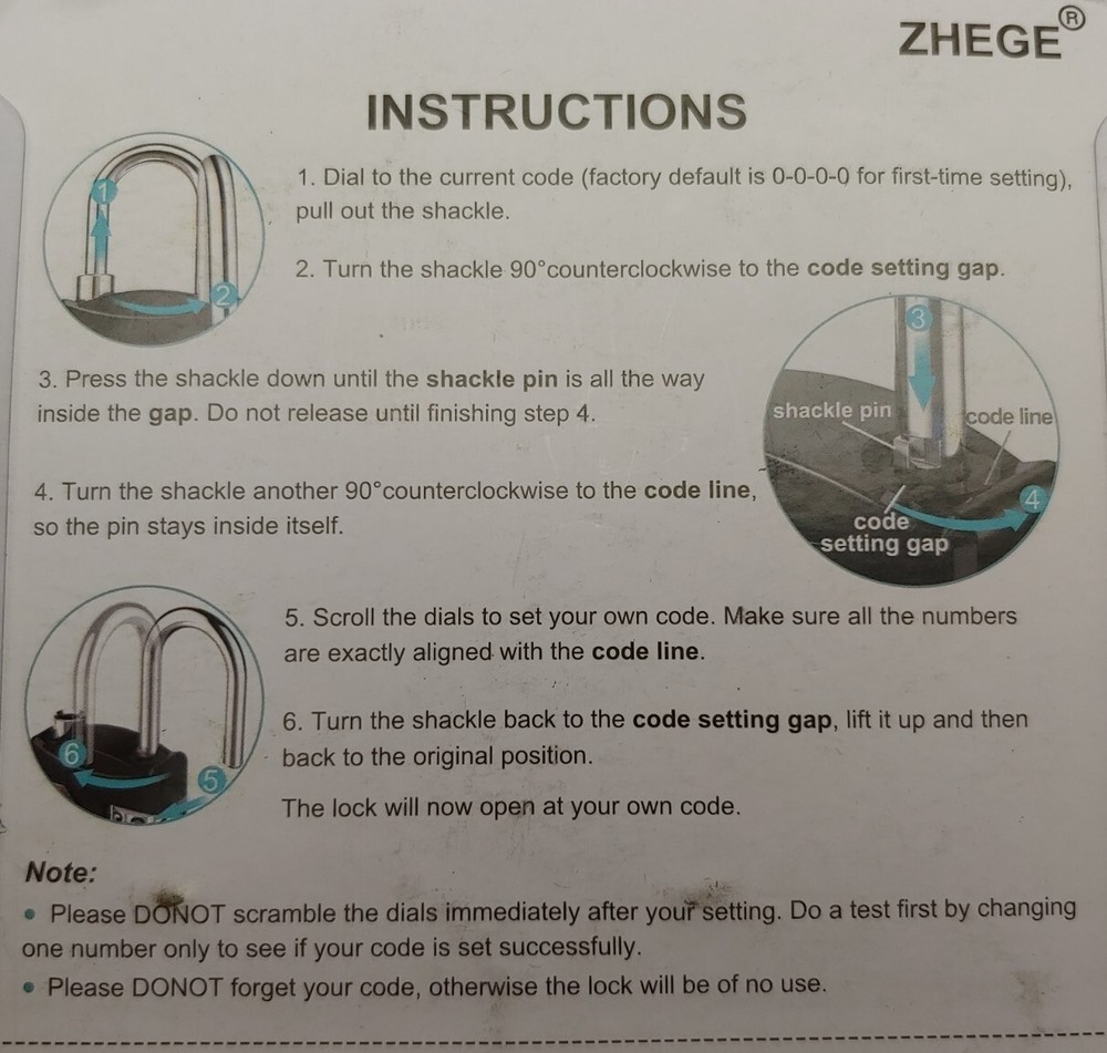 Trailer Hitch Coupler Lock Resettable Combination Padlock 2.24" Long Shackle Bla