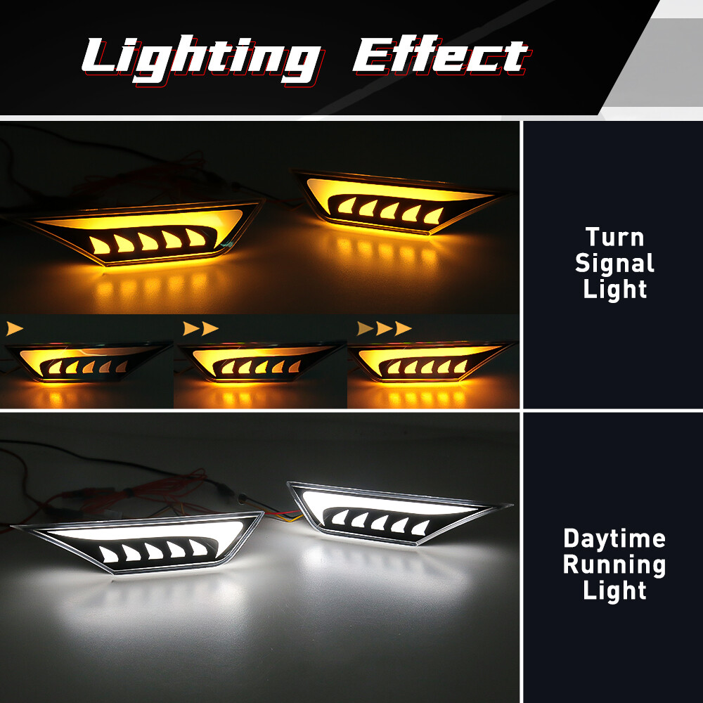 2x Switchback Sequential LED Side Marker Light Turn Signal For Honda Civic 16-21