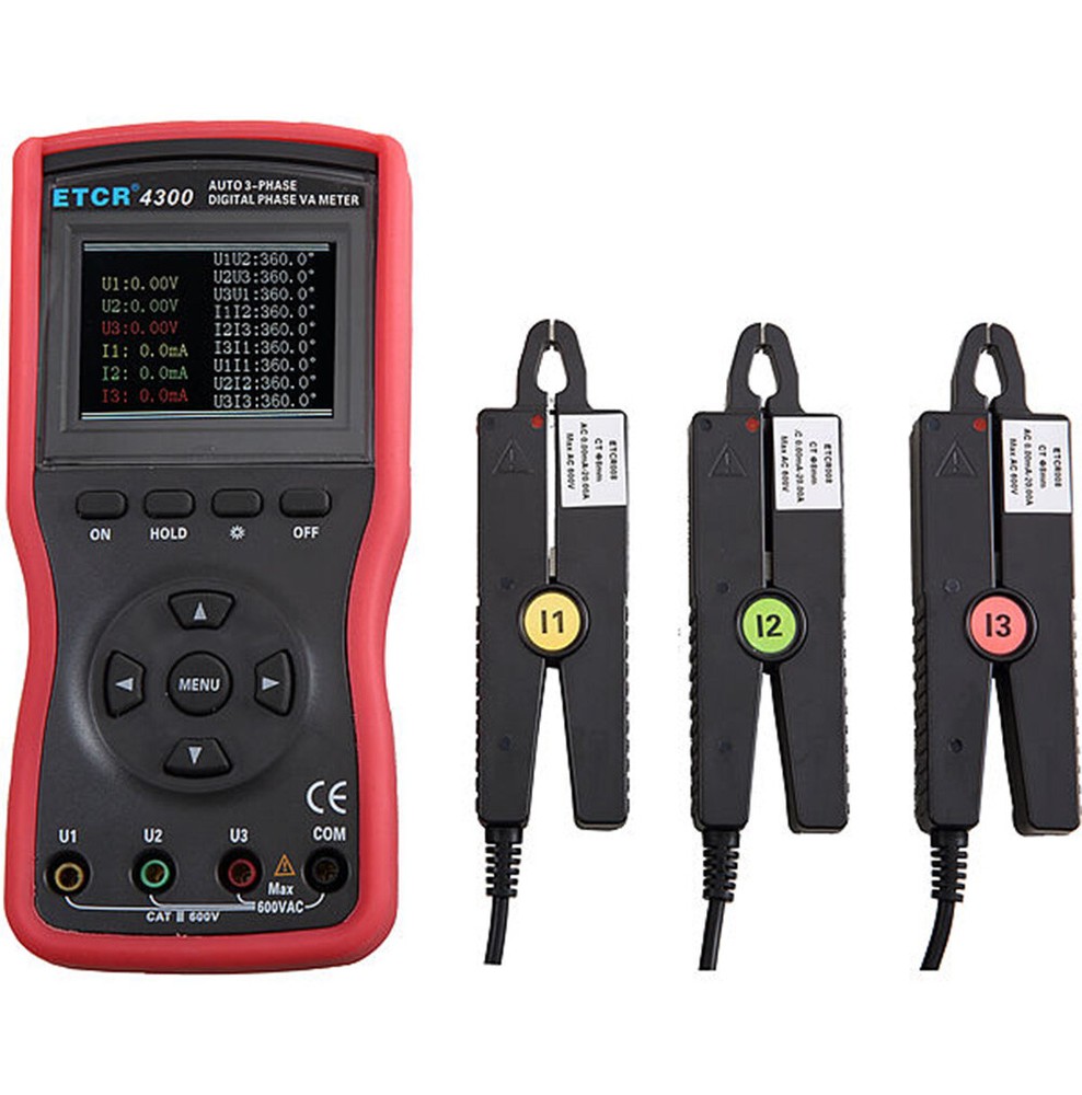 Auto Three phase Digital Phase Voltmeter AC Current Voltage Tester RS232 Port