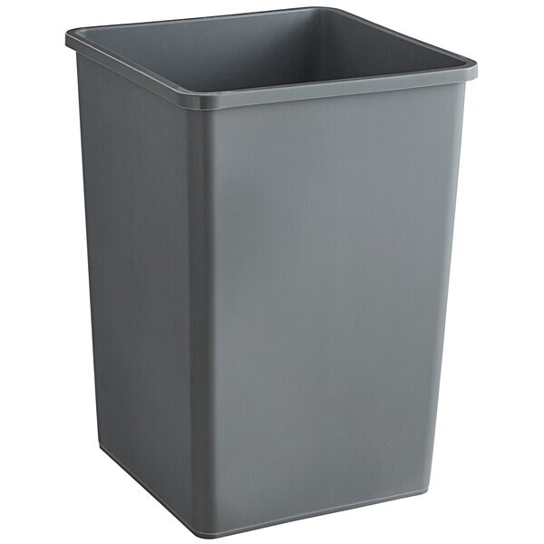 35 Gallon Gray Square Trash Can Container with No Lid - Plastic Garbage Storage
