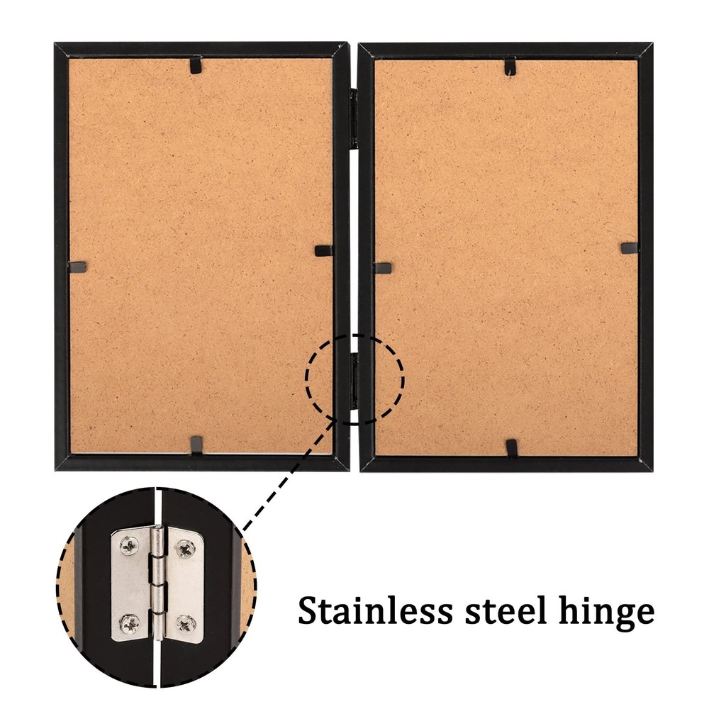 5x7 Double Picture Frames Hinged Folding Photo Frames Vertical Stand Frames (...
