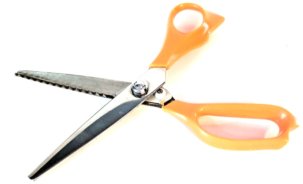 Pinking Crafting Scissors 8" Zig Zag Pattern Orange Handle Stainless