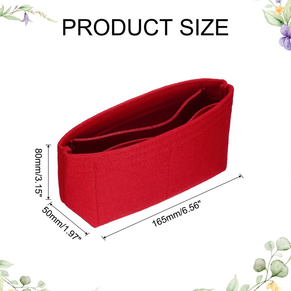 Purse Organizer Insert, Mini Felt Handbag Organizer, Red