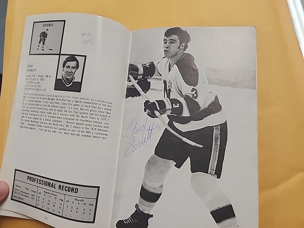 1972-73 Minnesota North Stars Program With Auto's Autographs