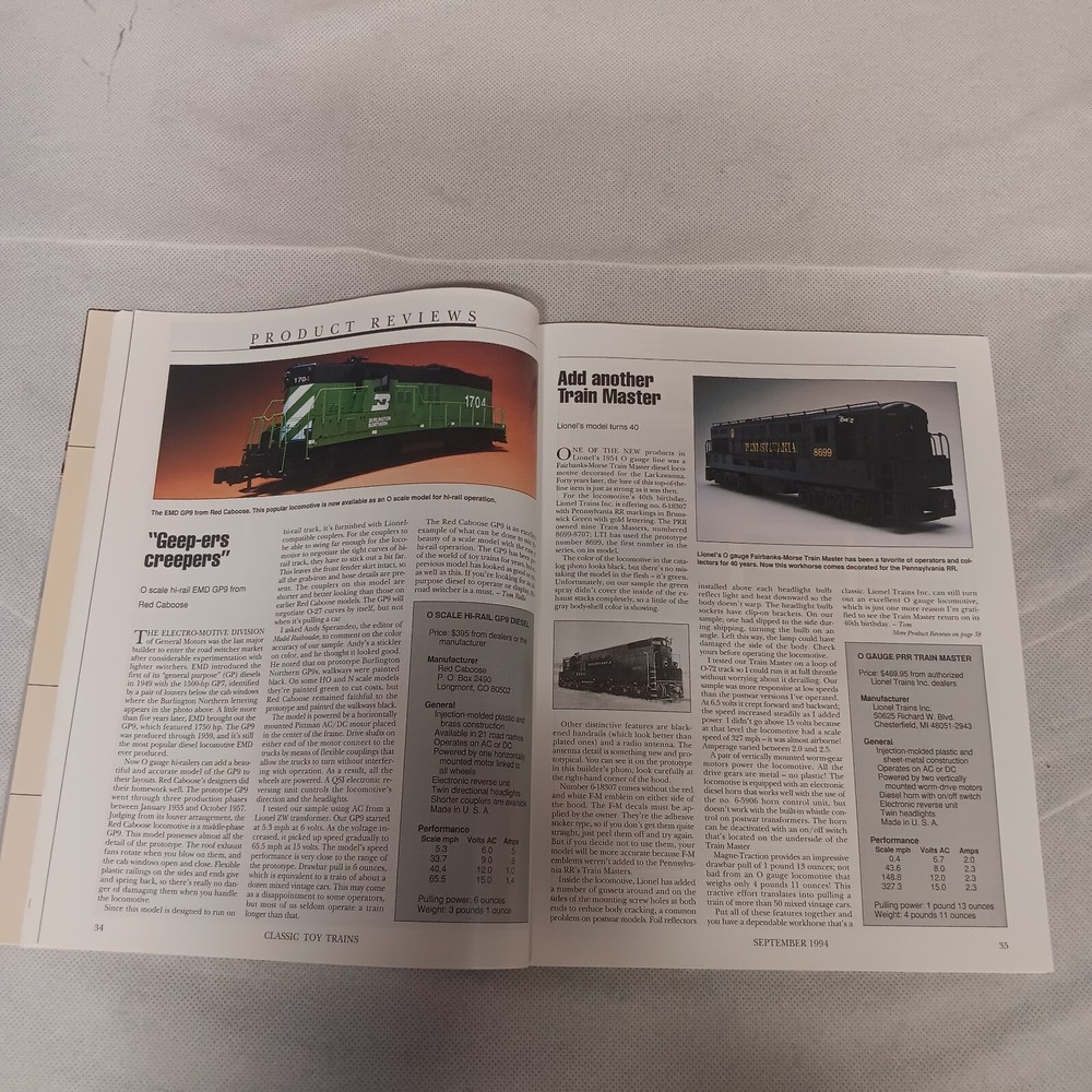 Classic Toy Trains Magazine September 1994