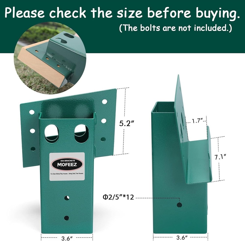4x4 Compound Angle Brackets for Deer Stand Hunting Blinds Shooting Shack 4 Pack