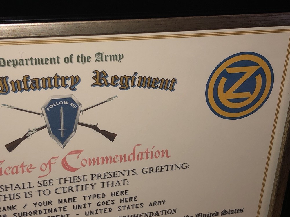 405TH INFANTRY REGIMENT / COMMEMORATIVE - CERTIFICATE OF COMMENDATION