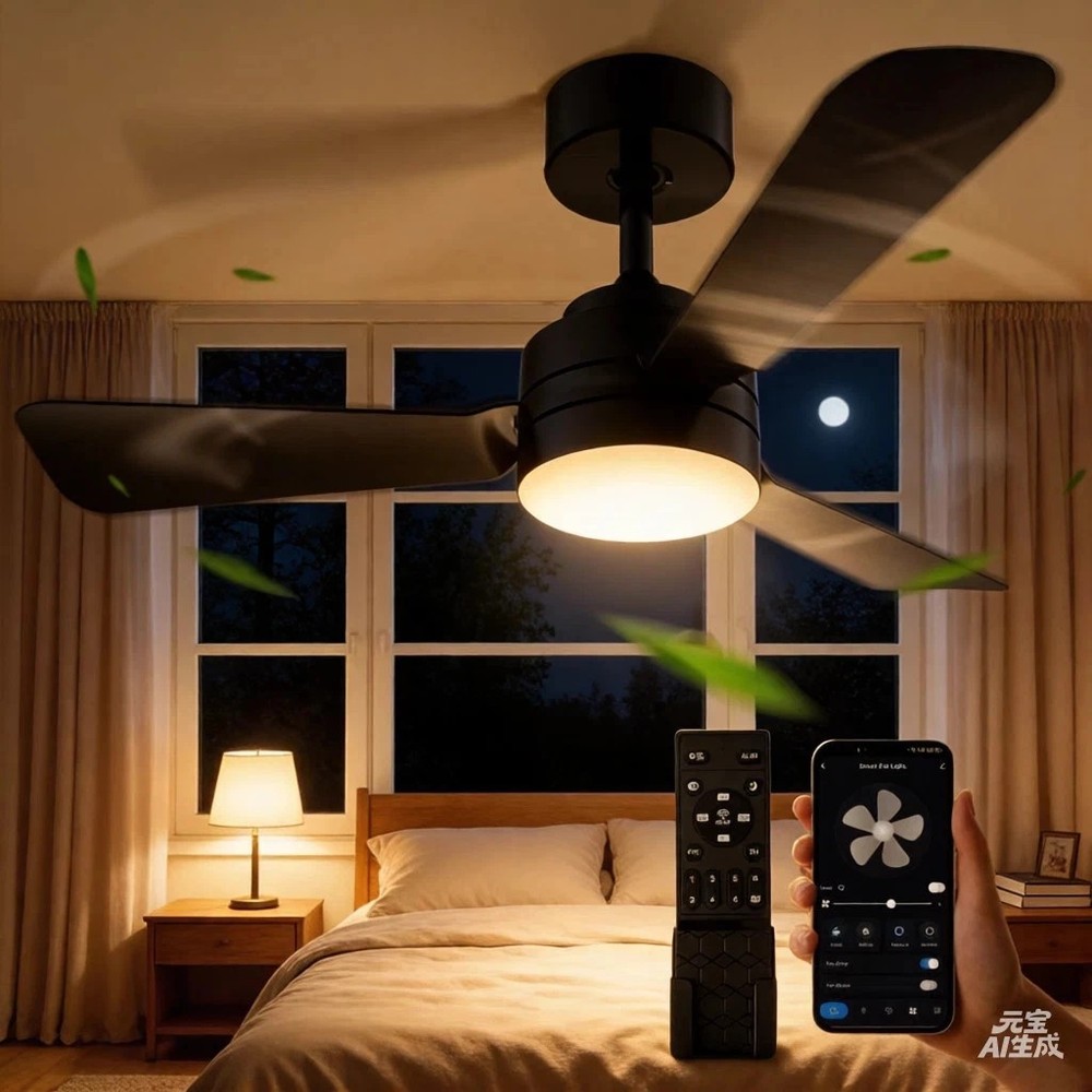 28" Modern Fan Lights Flush Mount LED Ceiling Light kit With Remote APP Control