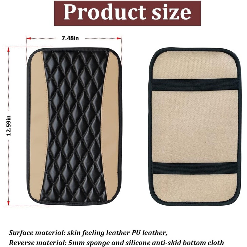 Durable PU Leather Car Armrest Pad Console Protector Easy Installation New