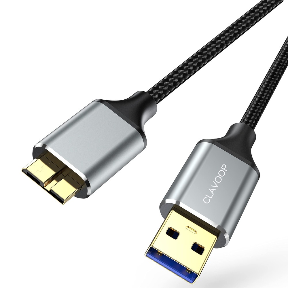 CLAVOOP USB 3.0 Micro B Cable 1.5 FT, External Hard Drive Feet, Grey