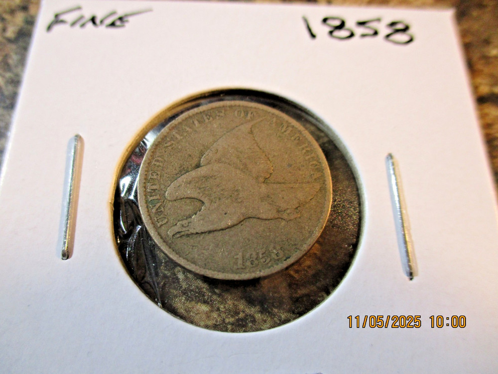 1858 FLYING EAGLE CENT FINE    AC