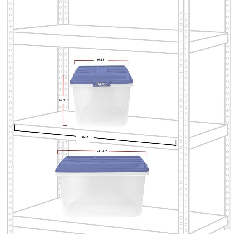 Clear Storage Bin 72 Quart Stackable Container W/ Latches & HI-RISE Lid Double