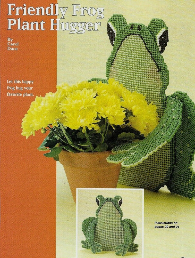 FRIENDLY FROG PLANT HUGGER HOME DECOR PLASTIC CANVAS PATTERN INSTRUCTIONS
