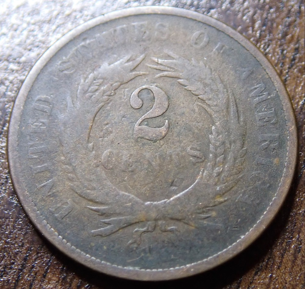 1868 Two Cent Coin (F)