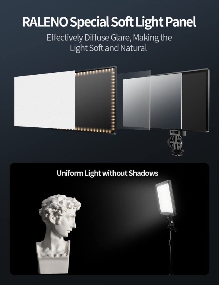 RALENO LED Video Light Panel, Camera Light for Video Conference Recording wit...